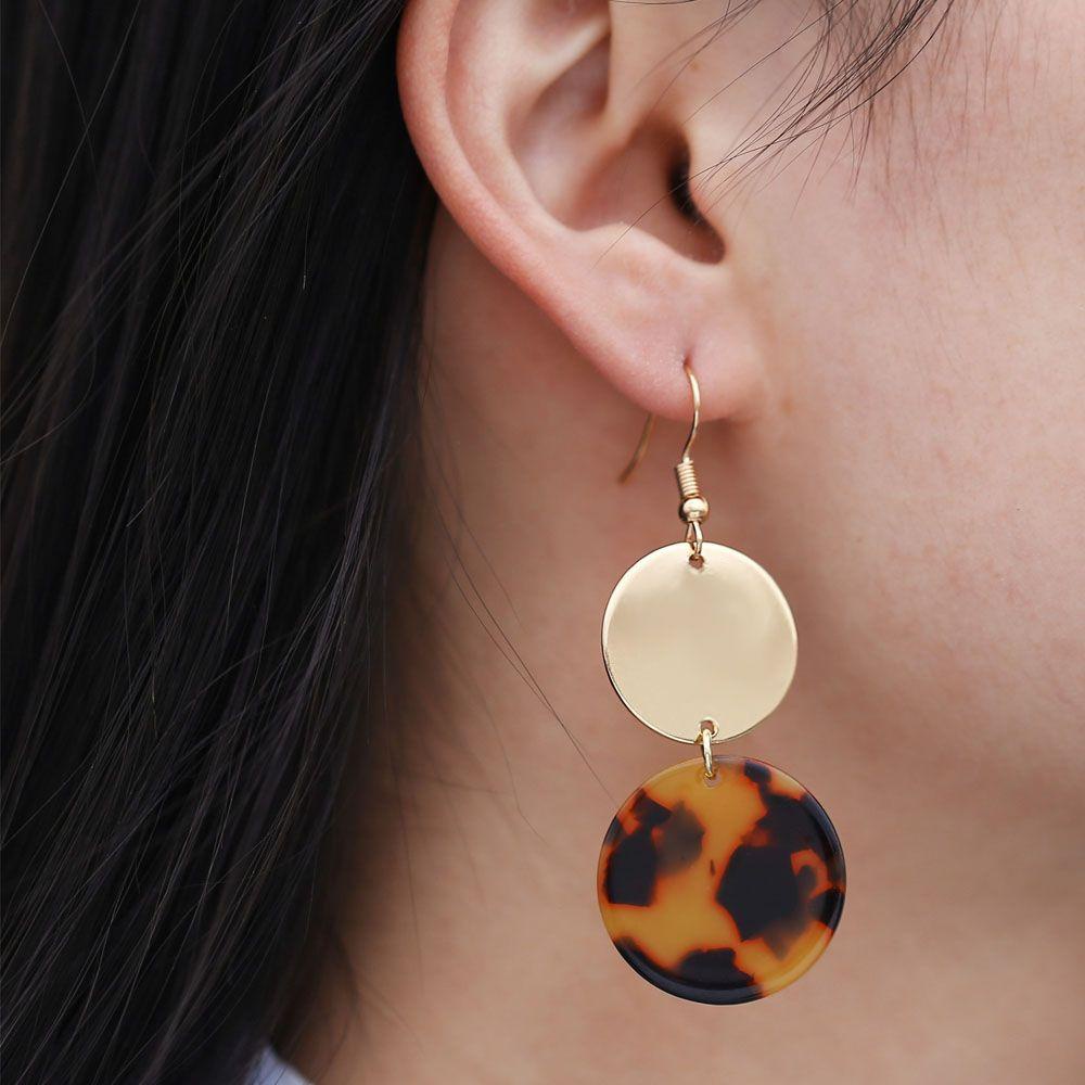 Bông Tai Dáng Dài Hình Tròn / Ngôi Sao / Trái Tim Bằng Nhựa Acrylic Thời