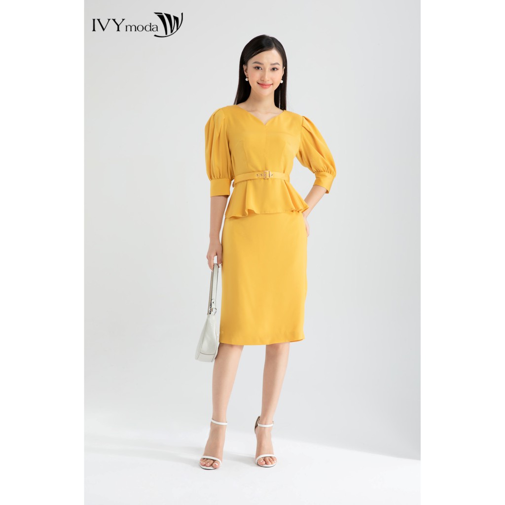 Áo Peplum nữ cổ tim thiết kế IVY moda  MS 16M6419