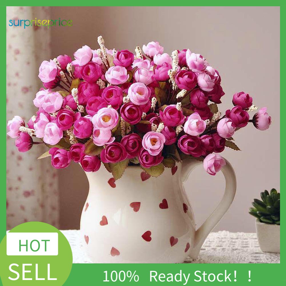 Home Artificial Rose Silk Flowers 18 Flower Heads Camellia Peony Bouquet Decor