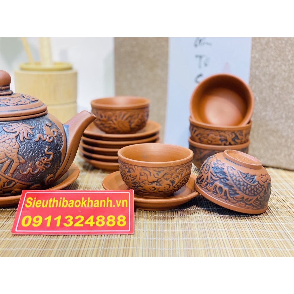 Bộ ấm chén,ấm trà tử sa chính hãng Bát Tràng 350ml