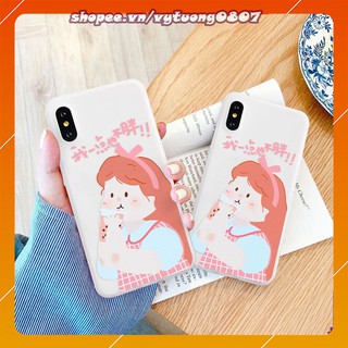 Ốp iphone mẫu cô gái china uống trà sữa đáng yêu