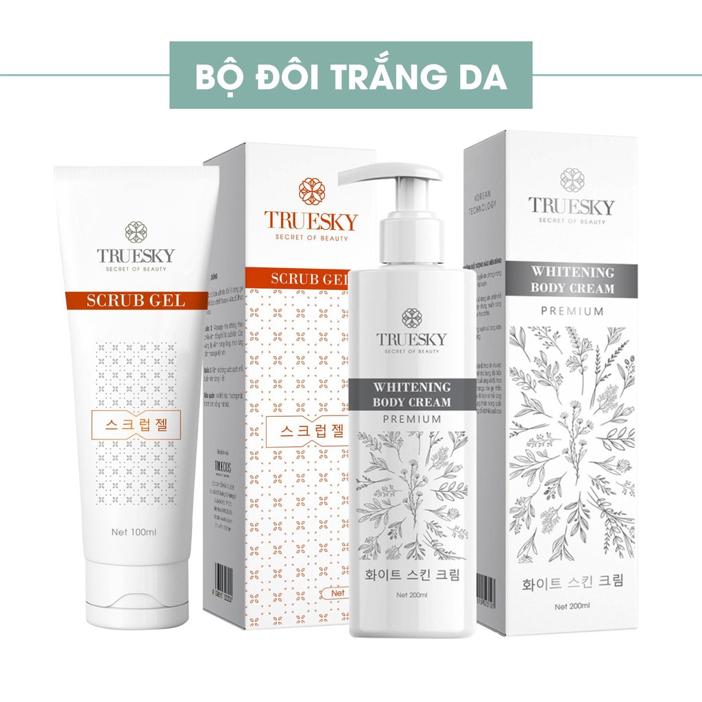Bộ tắm trắng body Truesky Premium VIP11 cao cấp gồm 1 kem ủ trắng body 200ml & 1 kem tẩy tế bào chết 60ml | BigBuy360 - bigbuy360.vn