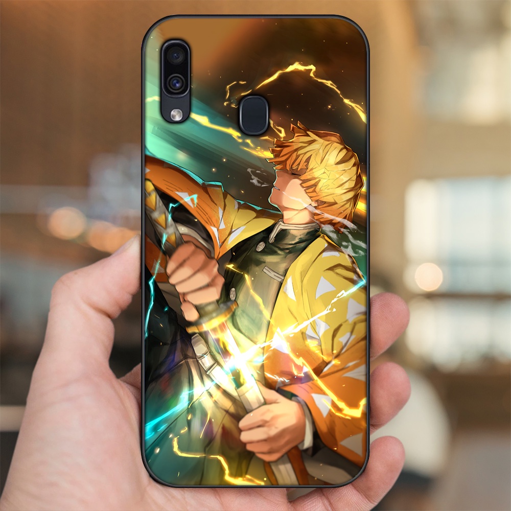 Ốp lưng Samsung A20, A30, A40, M20 viền đen in hình Zenitsu Kimetsu no Yaiba