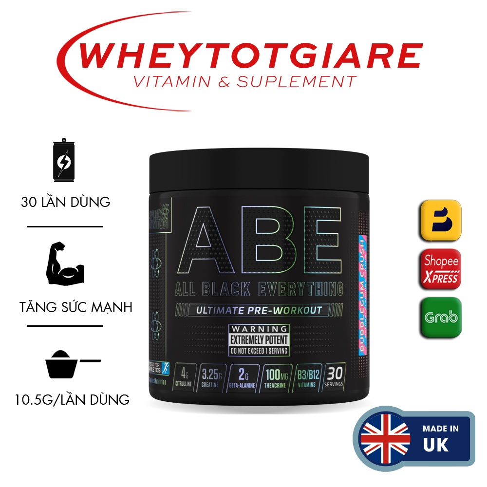 Nước Uống Tăng Lực PRE-WORKOUT ABE 30 Lần Dùng,Tăng Thể Lực,Tăng Sức Mạnh,Tập Trung Tỉnh Táo-Hàng Hãng Phân Phối