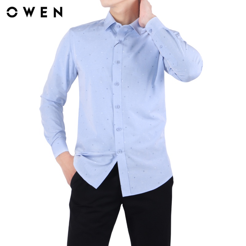 Áo sơ mi Dài tay Owen Lô hội Slim Fit màu Xanh - AS22943D