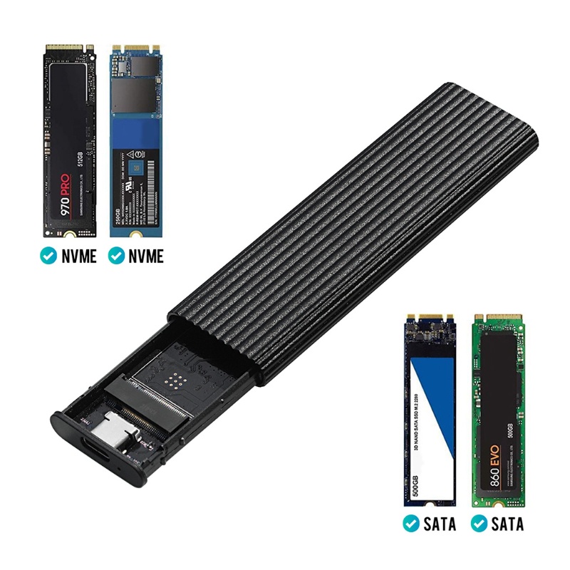 Ổ cứng Mojito M.2 SATA NVME sang USB 3.1 Dual Protocol 10Gbps kèm cáp CC
