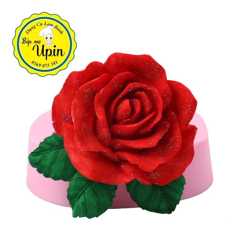 Khuôn Hoa Hồng Có Lá Mã HHKL 8cm