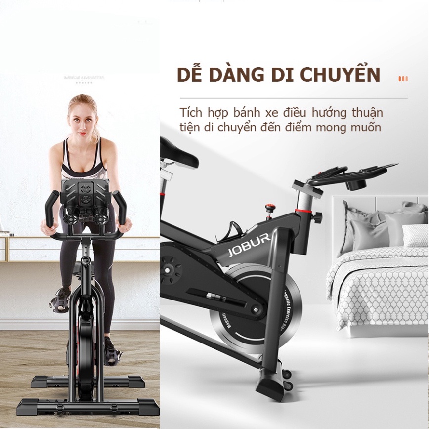 Xe đạp tập gym đa năng JOBUR SPINBIKE GH-709 vận hành êm ái, hệ thống phanh hiện đại, giảm xóc vượt trội