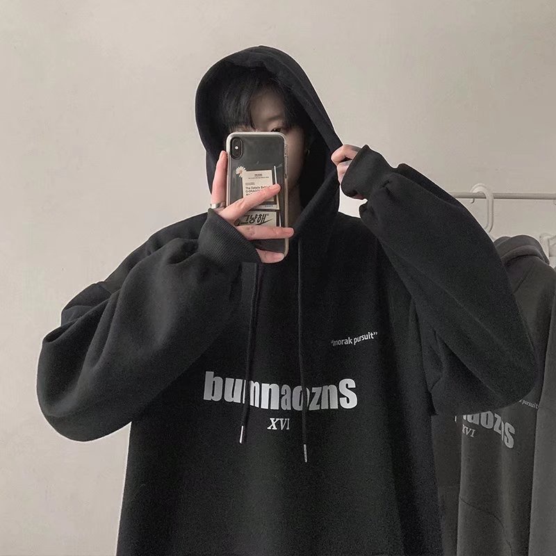 Áo hoodie dáng rộng in họa tiết chữ phong cách Nhật Bản thời trang cho nam và nữ cỡ M-5XL