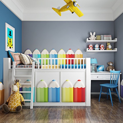 Miếng xốp nệm da kuayu dán tường hình bút trang trí phòng ngủ đầu giường chống va đập an toàn cho bé