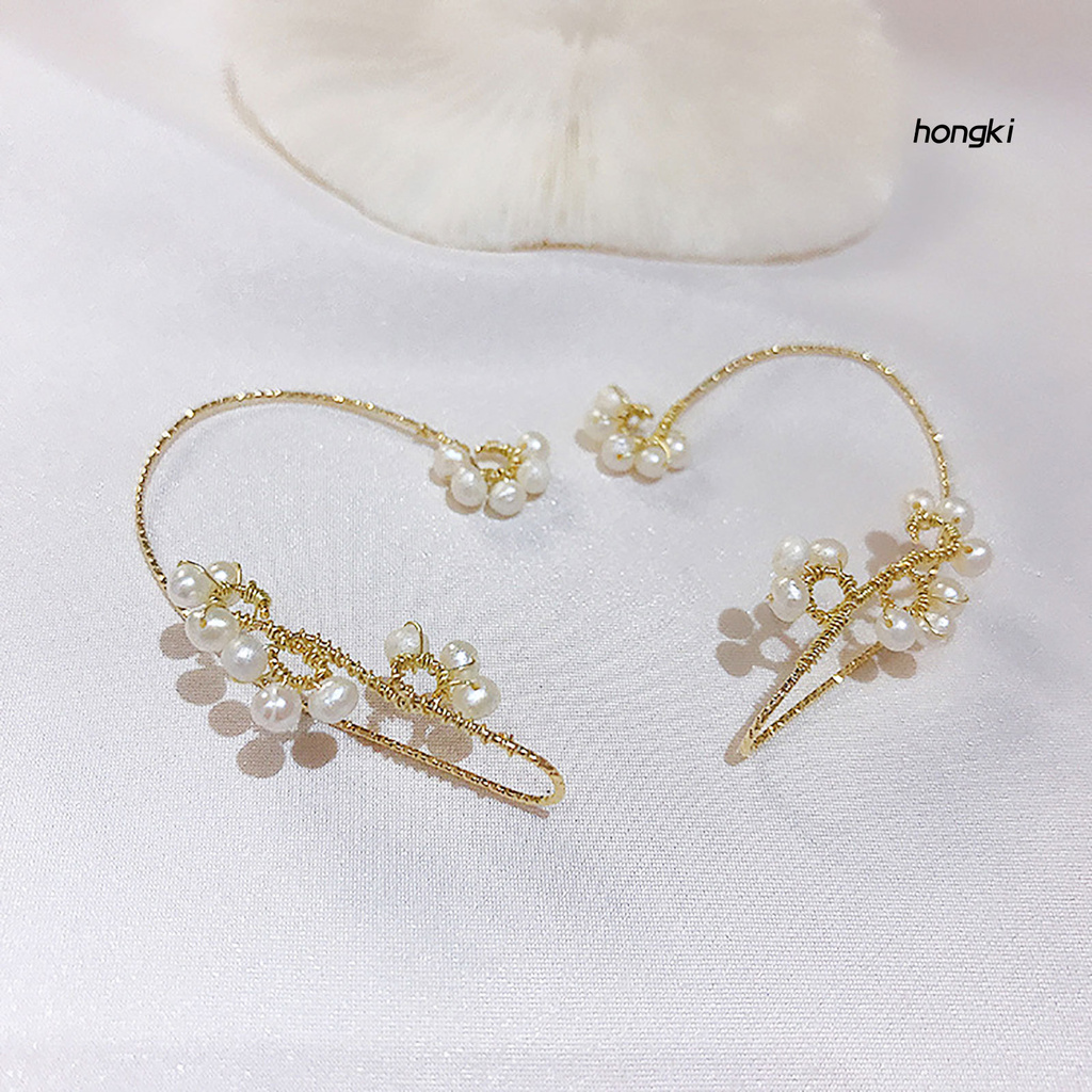 1 Khuyên Vành Tai Hình Hoa Đính Ngọc Trai Giả Thời Trang Cho Nữ