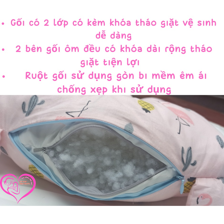 Gối chữ U cho bé goixinh_ngocquyen vừa làm gối chống bẹp đầu gối ôm gối chặn bé ngủ ngon chống giật mình size 50x75cm