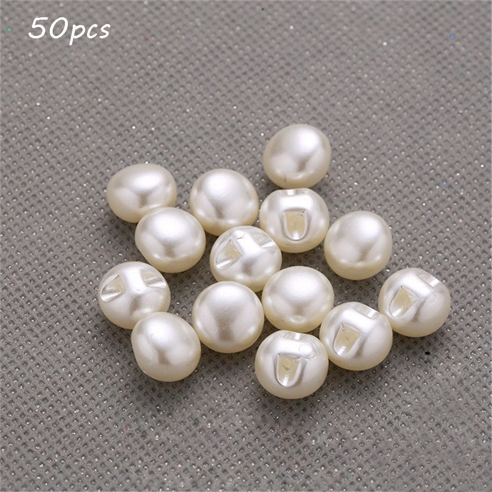 FASHYUNER Bộ 50 cái nút áo hình nấm gắn ngọc trai 10mm dùng cho trang trí đồ thủ công DIY
