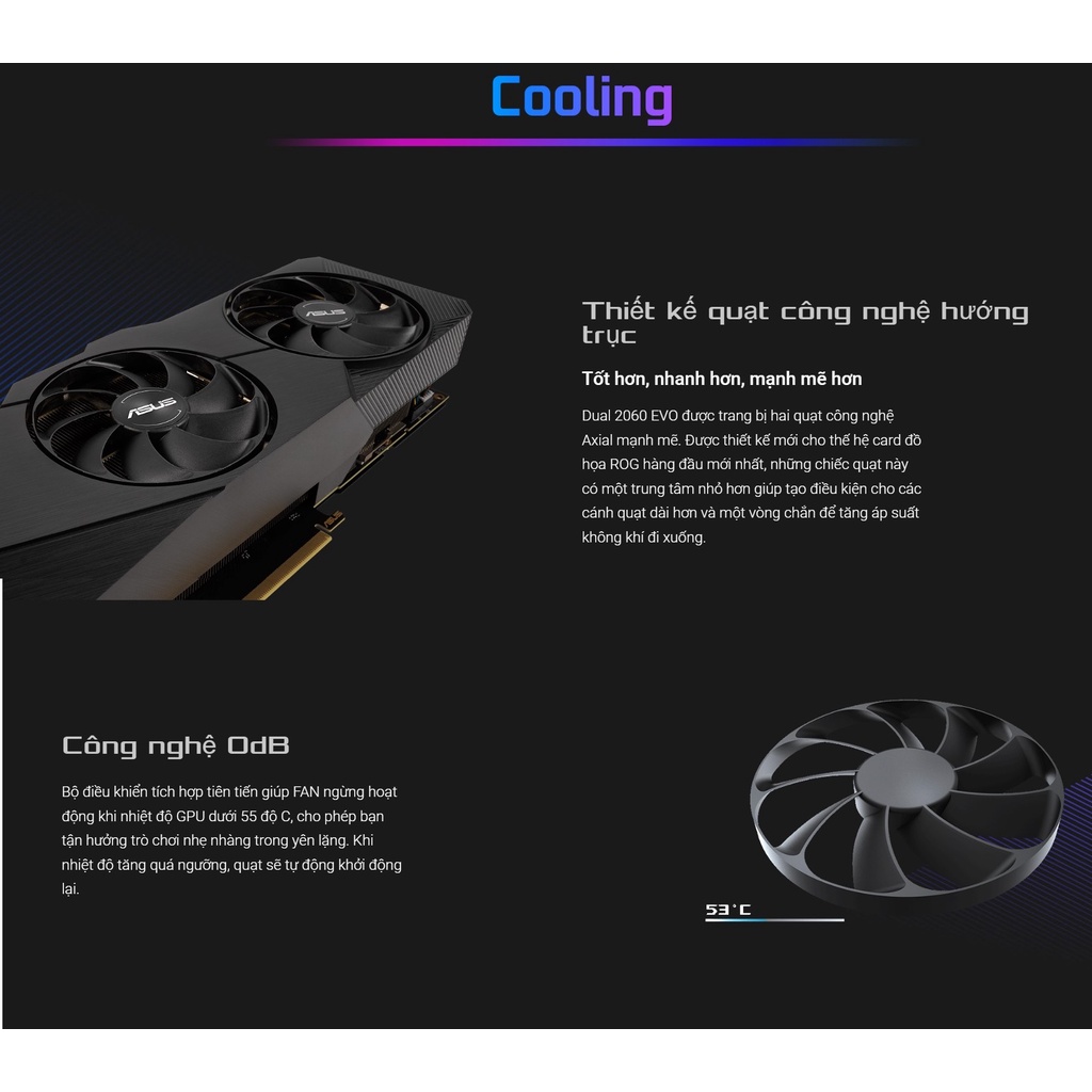 Card màn hình VGA  Asus DUAL RTX 2060-6G OC EVO  chính hãng PCXANH-Bảo hành 3 năm