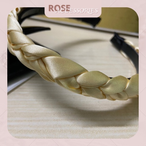 Bờm tóc bện lụa bóng bản 2cm phụ kiện tóc xinh Rose.Accessories mã B06