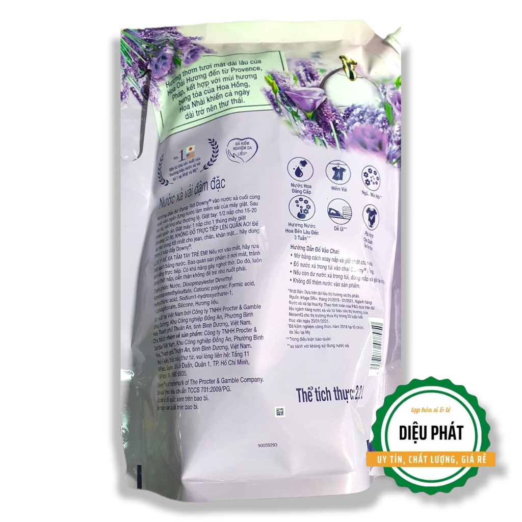 ⚡️ Nước Xả Vải Downy Tinh Dầu Thiên Nhiên Hương Hoa Oải Hương Túi 2.2 Lít
