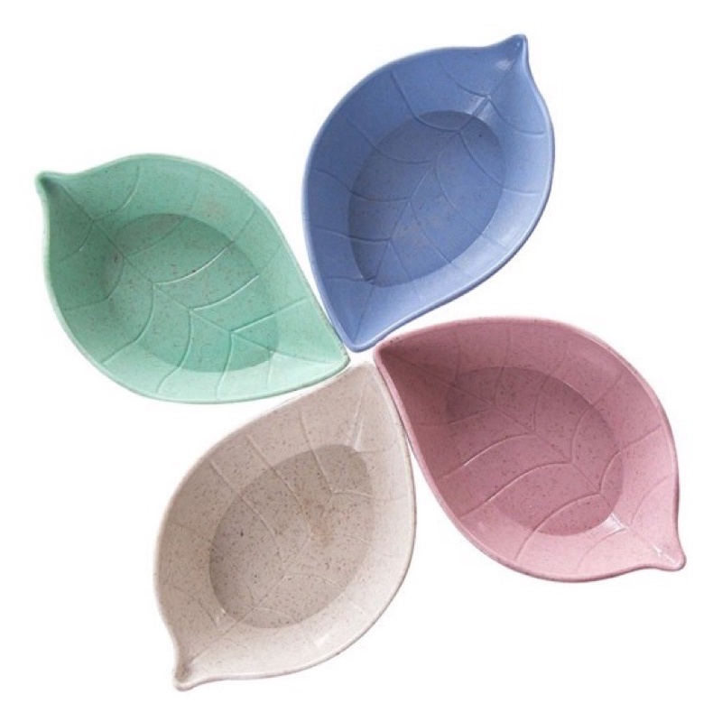 Chén dĩa đựng gia vị, nước chấm thiết kế hình chiếc lá nhiều màu xinh xắn nhựa lúa mạch thân thiện với môi trường