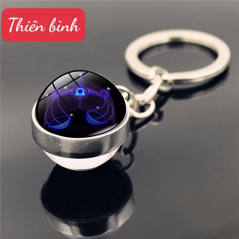 Móc Khóa 12 Cung Hoàng Đạo Thiết Kế Nhỏ Gọn Sang Trọng Cầu Thủy Tinh