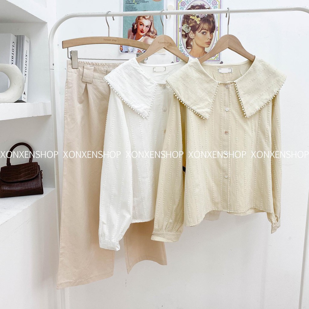 Áo kiểu cổ bèo chất vải xô Xonxen shop free size mã 323