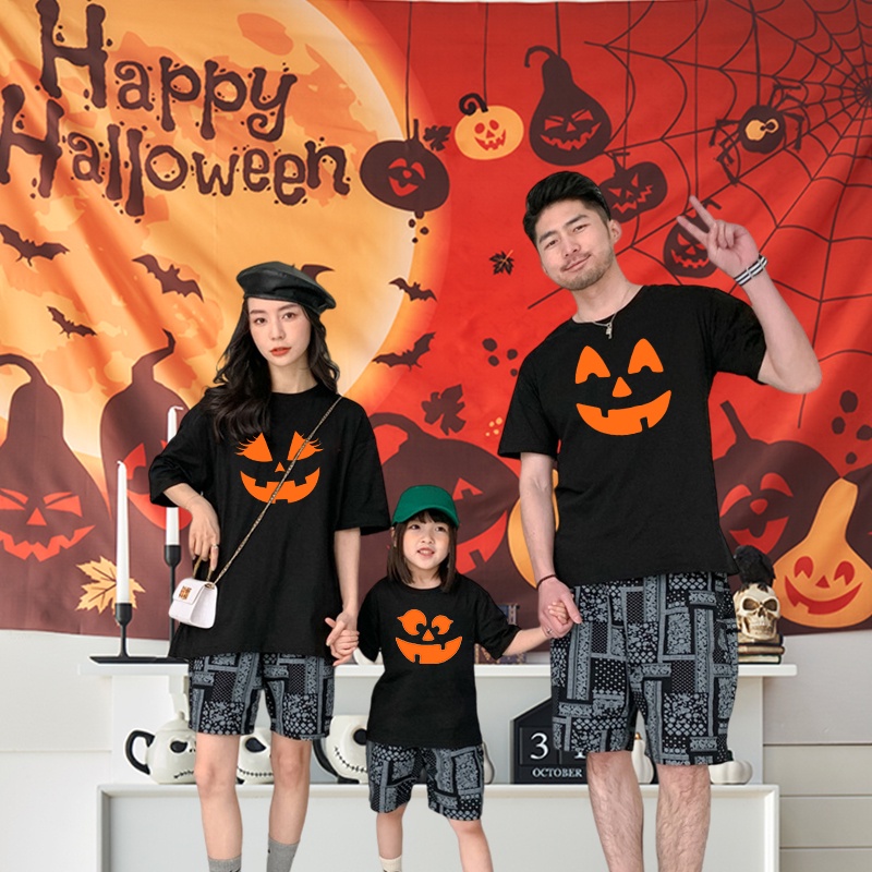 Áo Thun Gia Đình In Chữ mommy and me Màu Đen Thời Trang halloween