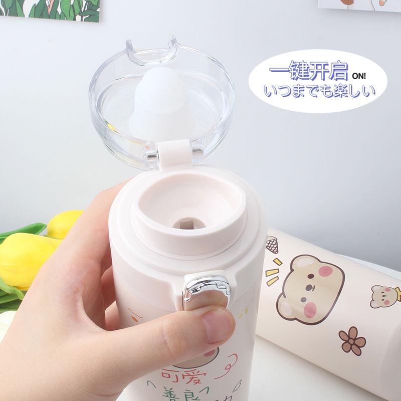 Bình Nước Giữ Nhiệt Bằng Thép Không Gỉ Dễ Thương Phong Cách Hàn Quốc