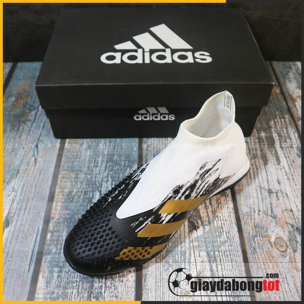 Giày đá bóng không dây Predator 20+ TF trắng đen vạch vàng | Bản đẹp nhất, chất lượng nhất
