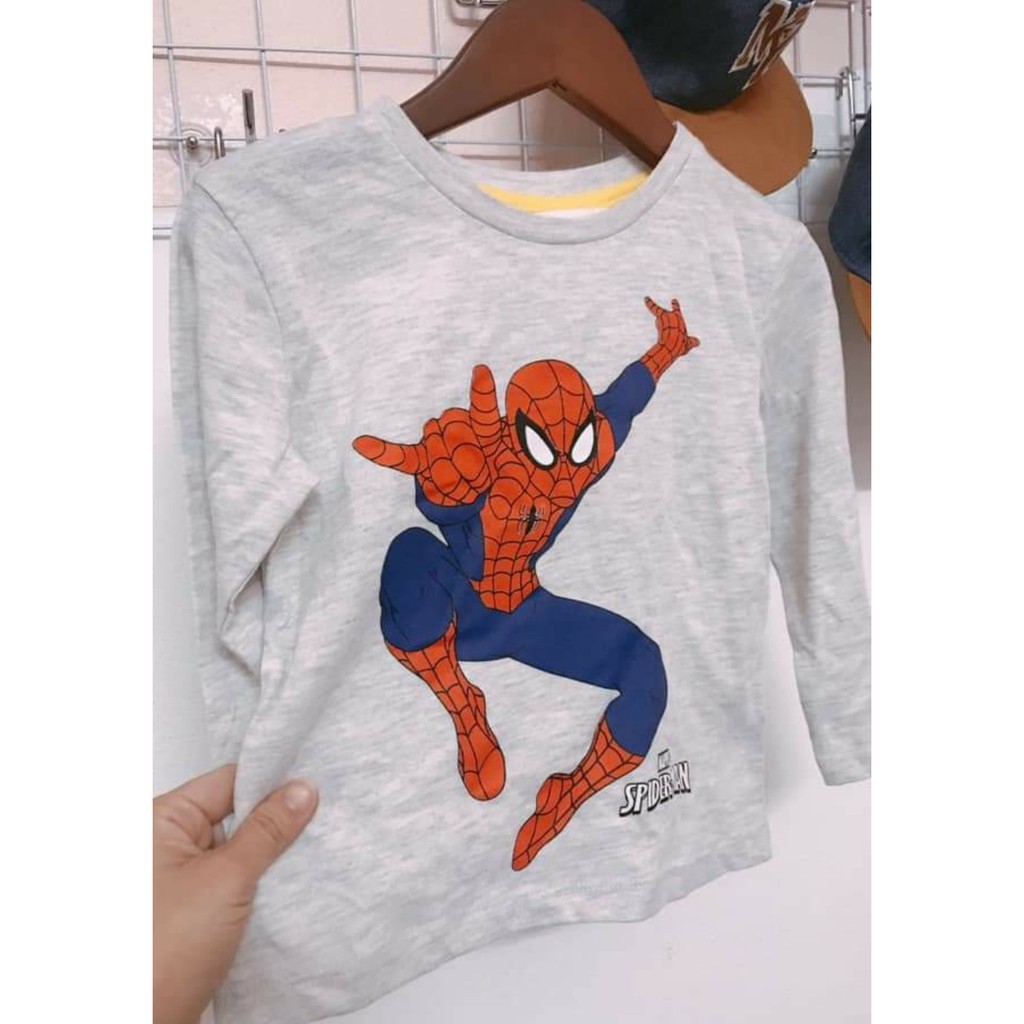 Áo thun siêu nhân người nhện áo thun dài tay bé trai siêu anh hùng