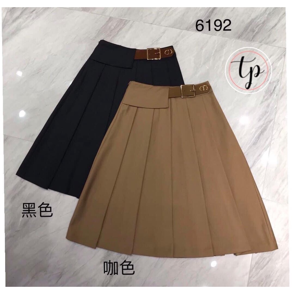 Chân váy xòe xếp ly đai ráp khuy cao cấp _M192