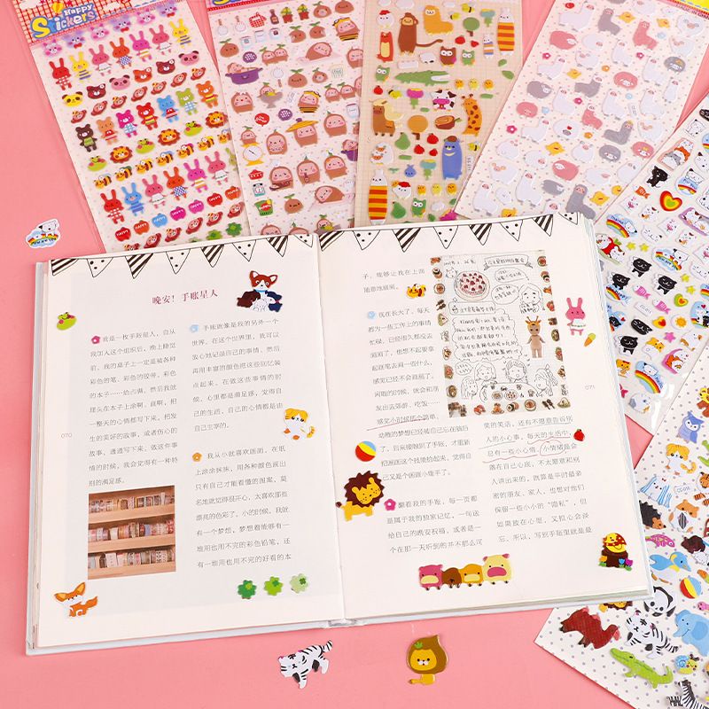 Set 1 Tấm nhiều hình Sticker 3D Nổi Cô Gái Hoạt Hình Cho Bé