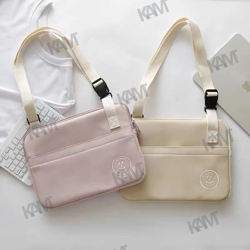 Túi Đựng Laptop Chống Sốc Thêu Họa Tiết Mặt Cười Cho iPad 9.7 / 10.2 / 12.9 Inch Ốp