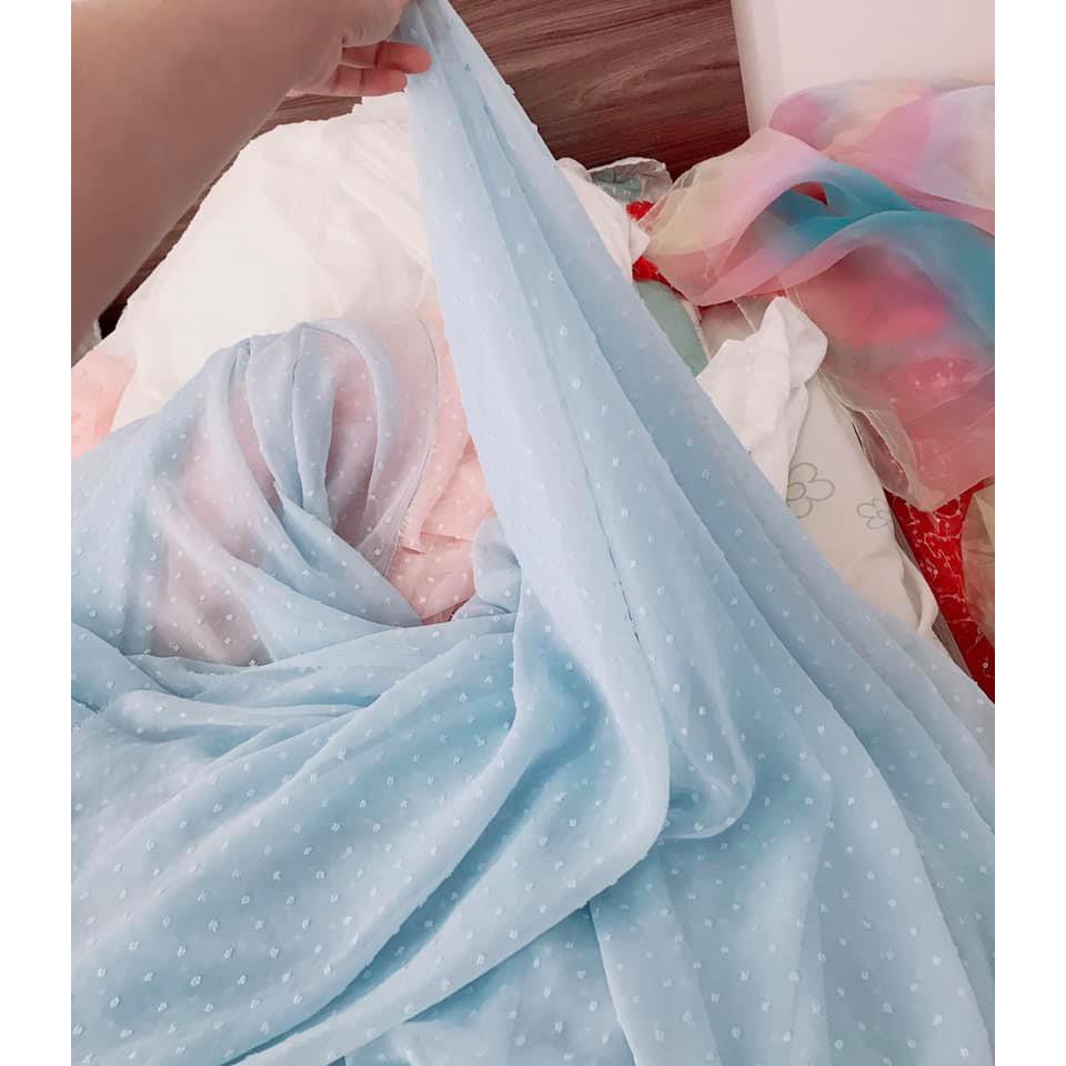 Vải voan hạt trắng/ hồng/ xanh mềm chất tương tự voan tơ