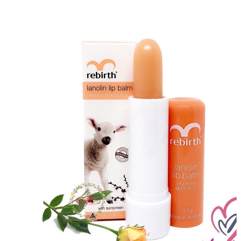 Son Dưỡng Môi Rebirth Nhau Thai Cừu Chống Khô &amp; Nứt Nẻ Hương Mơ 3.7g