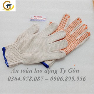 GĂNG TAY LEN PHỦ HẠT NHỰA