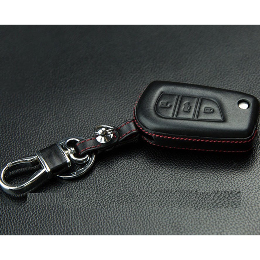 Bao da chìa khóa, da thật 4D hay ốp carbon, ốp da chìa khóa xe Toyota Vios, Wigo, Altis