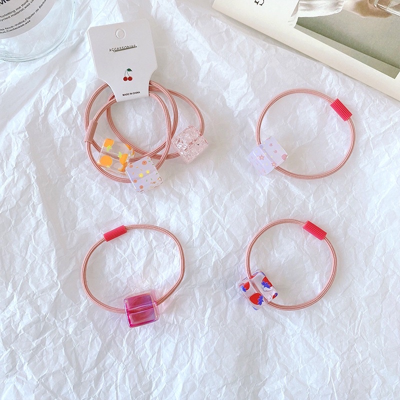 ✨Set 3 chun cột tóc hình viên kẹo ngot ngào