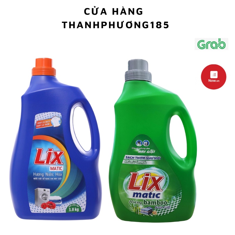 Nước giặt Lix Matic hương nước hoa 3kg8, Sử dụng cho máy giặt cửa trên, cửa trước