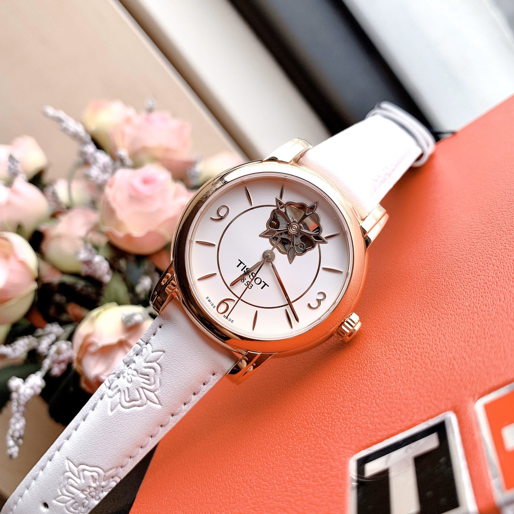 Đồng hồ Nữ chính hãng Tissot Lady Heart/Hở tim Automatic T050.207.37.017.04-Máy cơ tự động-Dây da cao cấp-Size 35mm