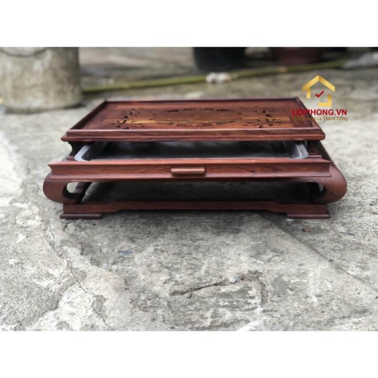 Khay trà gỗ cẩm lai kích thước 47x37x16cm