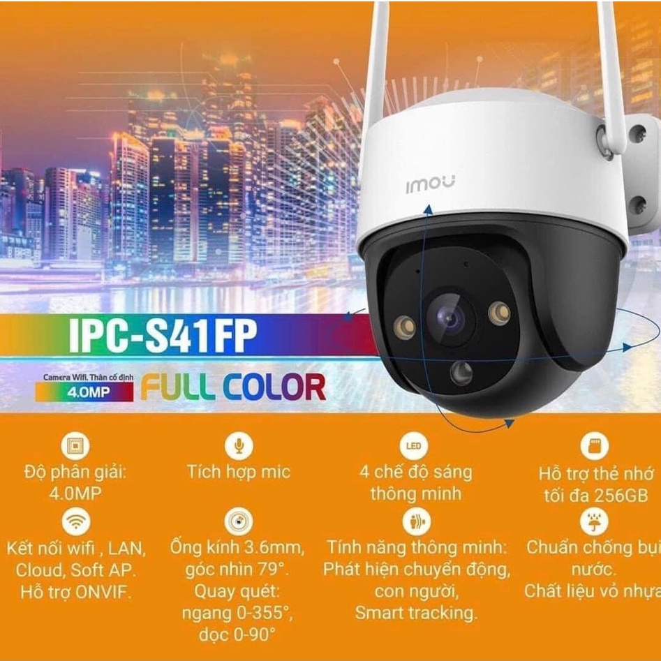 Camera WIFI ngoài trời xoay 360 độ, có màu đêm IMOU CRUISER SE S21FP 2MP/ S41FP 4MP hàng chính hãng