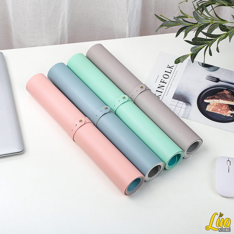 Thảm da trải bàn làm việc Deskpad 2 màu chống nước - Tấm lót chuột bằng da - Tấm lót da trải bàn máy tính và laptop