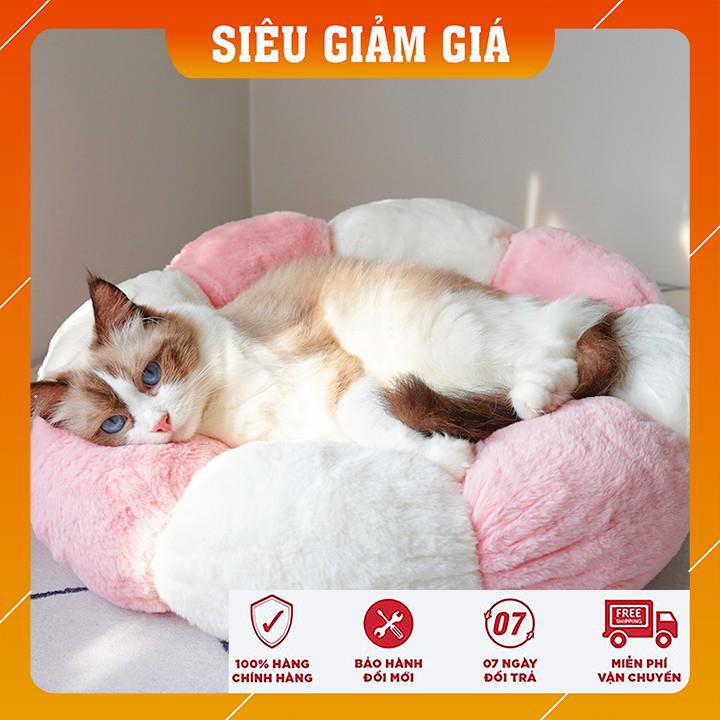 Đệm Thảm Nệm Chó Mèo 😍FREESHIP 50K😍 HÌNH TRÒN KUTE 🍄🌸 vải cotton mịn kích thước 55*40*17cm phù hợp cho chó mèo 2-7kg