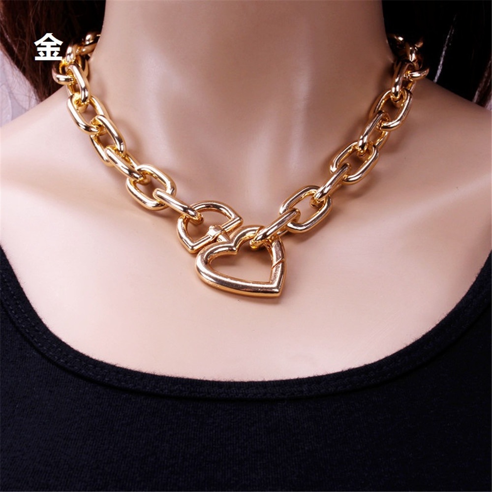 Vòng Cổ Choker Mặt Trái Tim Rỗng Phong Cách Punk Cho Nữ