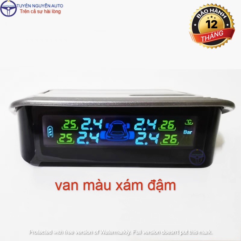 Cảm biến áp suất lốp Steelmate T023-D van ngoài màu xám dùng pin năng lượng mặt trời mẫu mới ren kim loại đồng