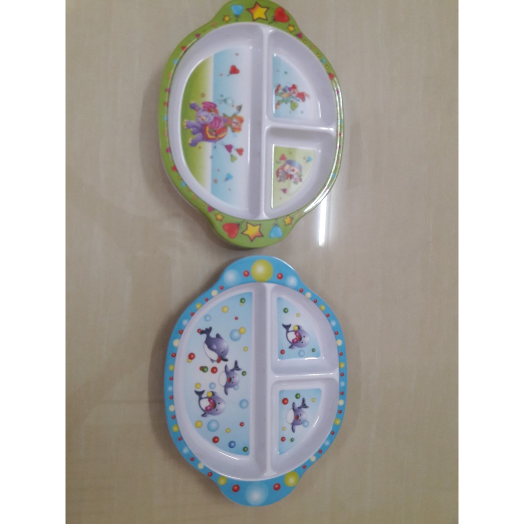 Khay đựng đồ ăn 3 ngăn cho bé hình đáng yêu