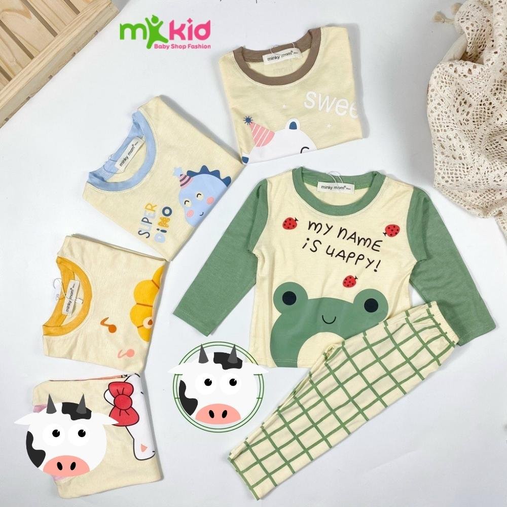 Bộ Thun Lạnh Dài Tay Cho Bé 💖 Bộ Thu Đông Dài Tay Minky Mom Cho Bé Trai Bé Gái Với Các Hình Thú Siêu Kute