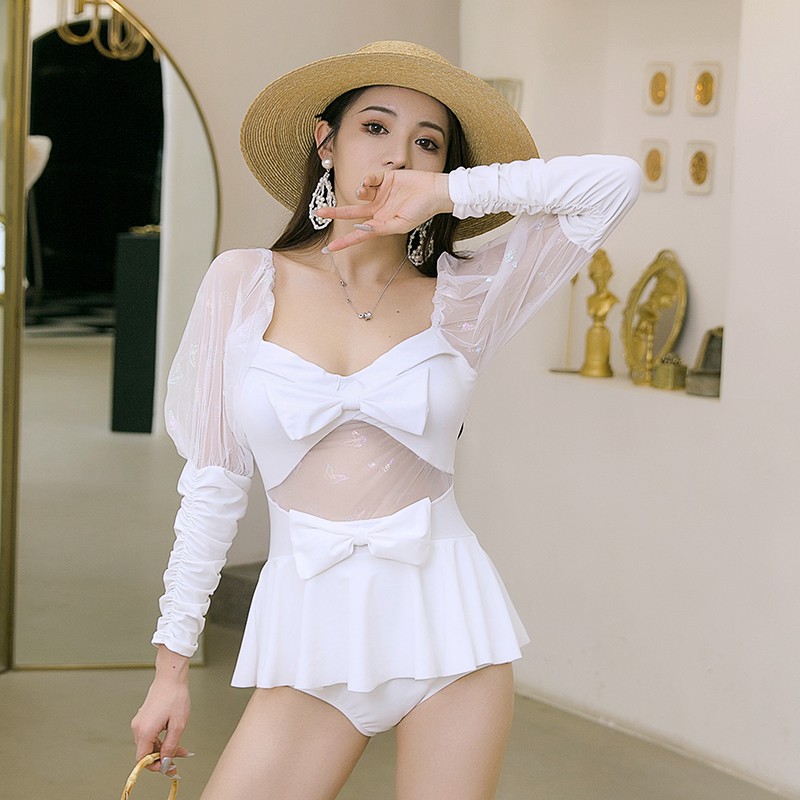 [ ORDER ] BỘ BƠI NỮ LIỀN THÂN DÁNG DÀI TAY TAY BỒNG CỔ VUÔNG | BigBuy360 - bigbuy360.vn