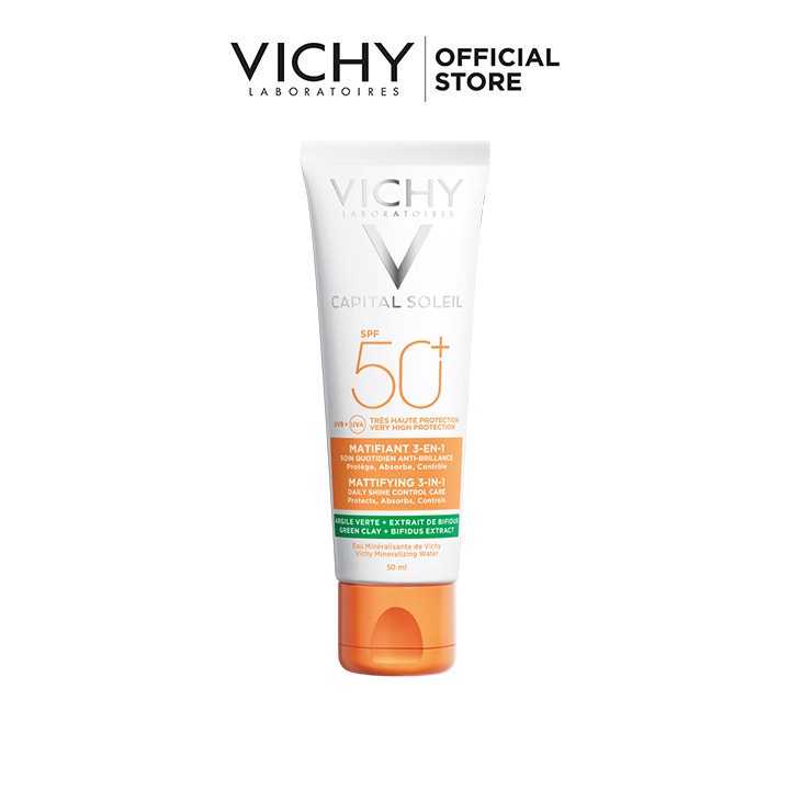 Kem Chống Nắng Chống Tia UVA + UVB Chống Ô Nhiễm Và Bụi Mịn Hằng Ngày Vichy Spf50+ Capital Soleil Mattifying 3 in 1 50ml