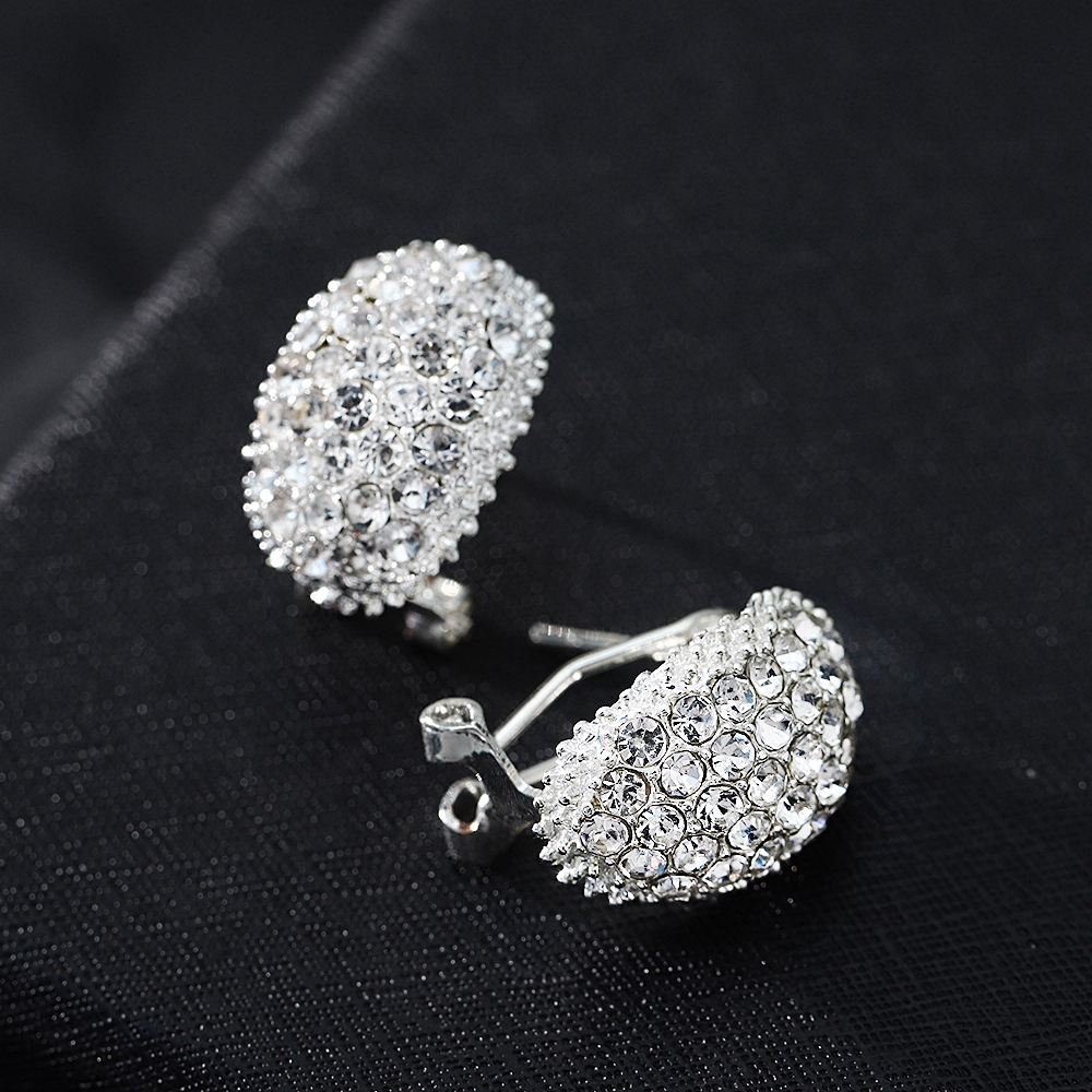 Bông tai đính đá sapphire trắng thời trang cho nữ