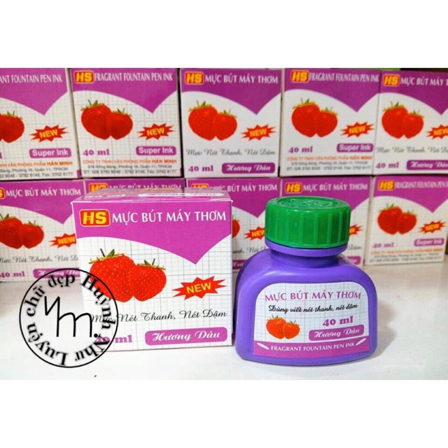 🍁 Mực bút máy hương dâu màu tím lọ 40ml
