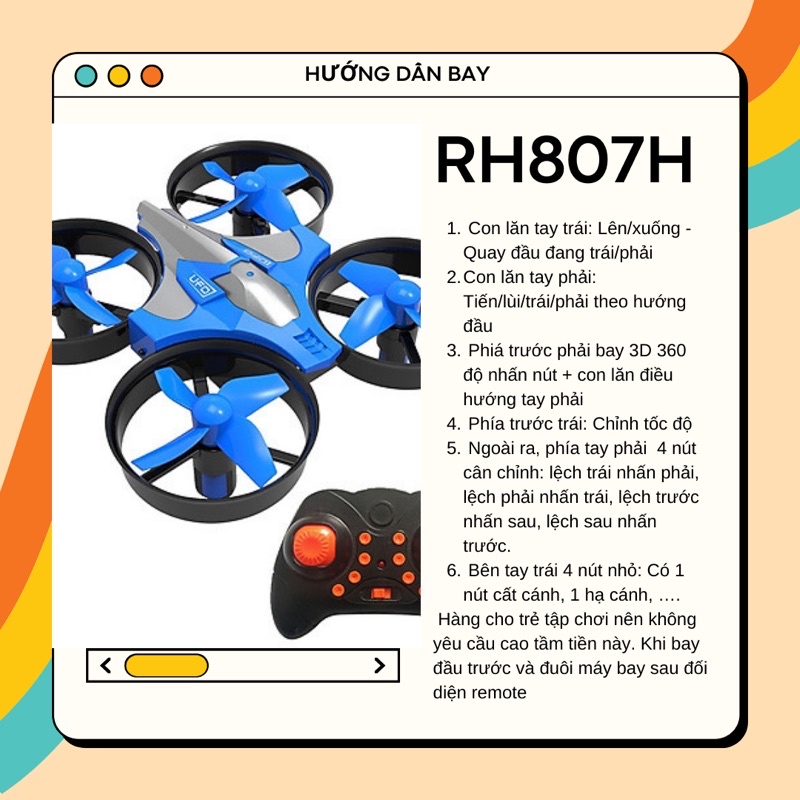 Máy bay 4 cánh flycam Mini RH807 - Rh807h cố định